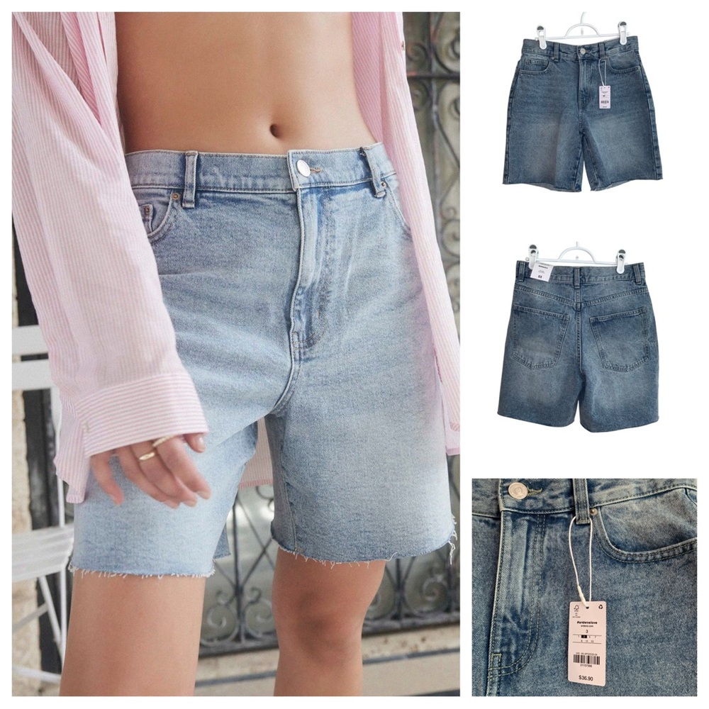 2/$10 SALE NEW 100% Cotton High Rise Denim Bermuda Shorts Ardene NWT